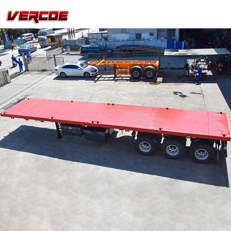 Best Price Vercoe 30 40 50 80 Ton 2 3 4 Axles Flatbed Semi Truck Container Trailers 48 FT 40 FT 20 FT Flatbed Trailer for Sale
