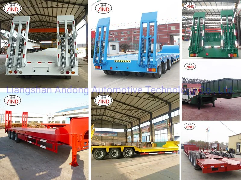 3 Axles 60 T Timber Transport Semi Trailer Side Wall Drop Deck with Column Cargo Trailer