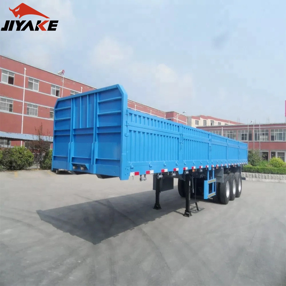 China 3 Axles Drop Side Board Sidewall Triaxle Trailer with Side Wall Boards Grain Cargo Transport Truck Semi Trailer for Sale Manufacturers