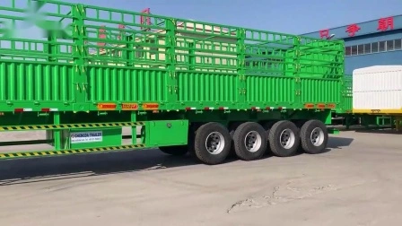 3 essieux remorques résistantes de camion de cargaison de barrière de 60 tonnes semi-remorque de mur latéral de baisse