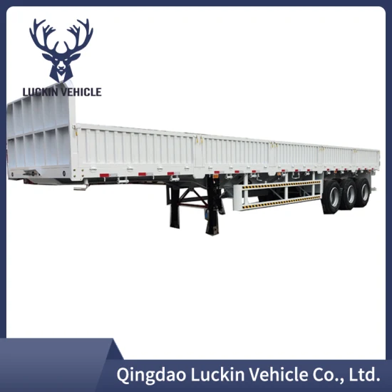 Transporteur de marchandises sèches Dropside 3 essieux Drop Flatbed Trailer Side Board Semi-remorque 40 FT Dropsides Flatbed Trailer Drop Sided Trailer